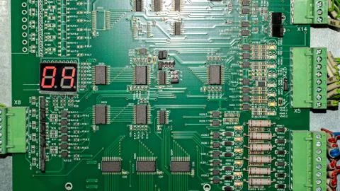 Motherboard with the processor and the resistor to the information Board Stock Photos