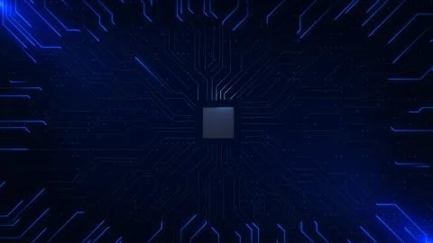 Motherboard Processor circuits and electronics CPU Advanced Futuristic Stock Footage 277924009