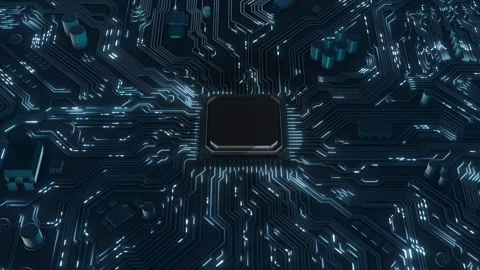 Motherboard Processor circuits and electronics CPU Advanced Futuristic Stock Footage 277924304
