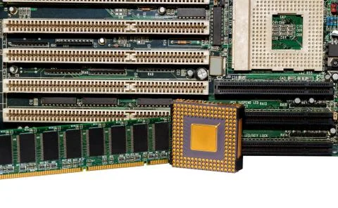 Motherboard RAM and processor Stock Photos