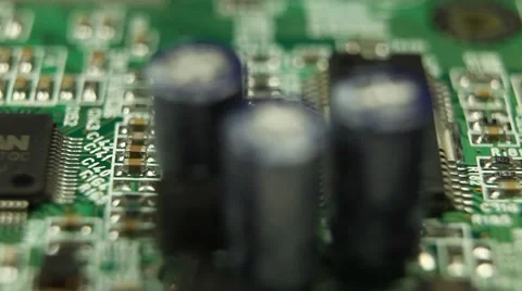 Motherboard Resistors Future Technology Inside of Desktop PC Components Circuits Stock Footage 8765872