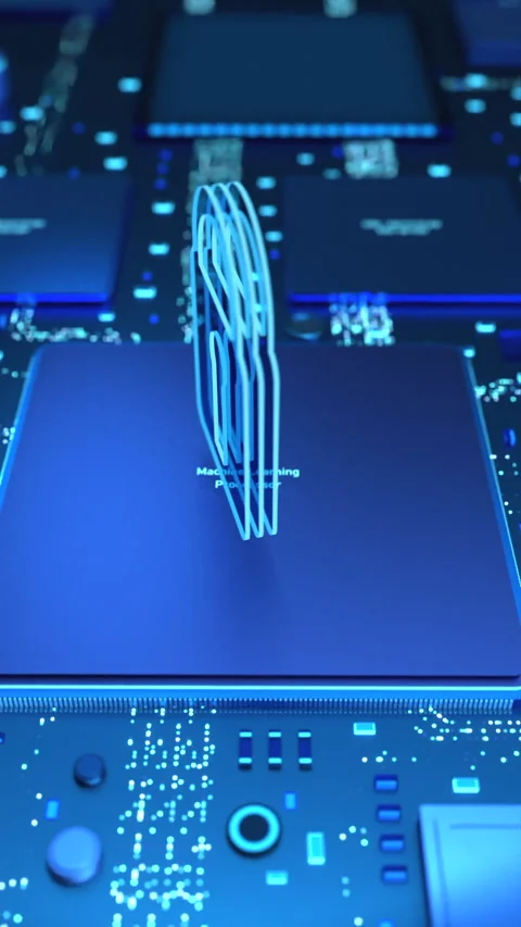 Motherboard with semiconductor, digital lock, data protection. Stock Footage 327086536