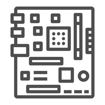 Motherboard square shape layout line icon, electronics concept, microchip Stock Illustration