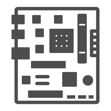 Motherboard square shape layout solid icon, electronics concept, microchip 库存插图