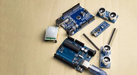 Motherboard top view for using the command program writing a set of instruc.. Stock Photos