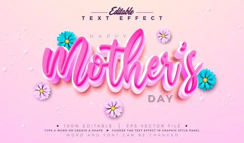 Mothers Day 3D Text Effect Design Editable and Scalable Vector Graphic Style  Stock Illustration
