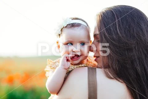 Mother's Day and daughters. Advertising family values and traditions. Stock Photos