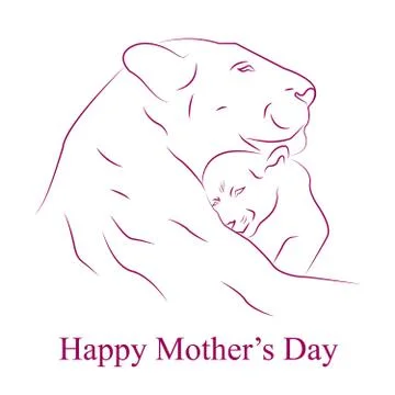Mothers day animal illustration concept Stock Illustration