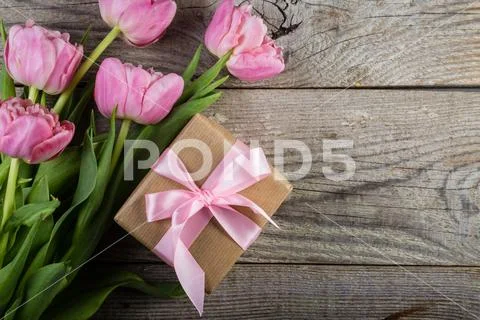 Mother's day card with coffee, present Stock Photos