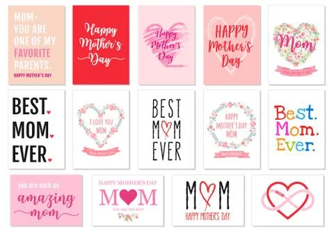 Mother's day cards, vector set Stock Illustration