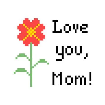 Mother's Day pixel image. Vector illustration of cross stitch pattern. 스톡 일러스트