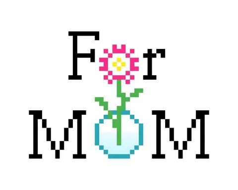 Mother's Day pixel image. Vector illustration of cross stitch pattern. Illustrazione stock