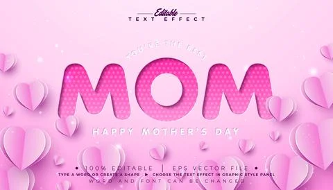 Mother's Day Text Effect Design Editable Vector Graphic Style with Pink Cut.. Stock Illustration