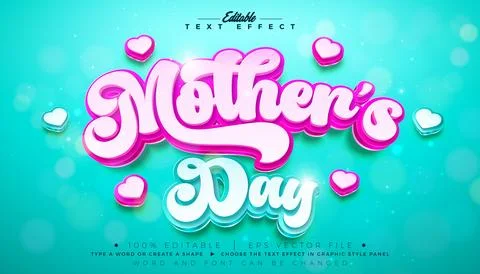 Mother's Day Text Effect Design Editable Vector Graphic Style with 3d Typogra Stock Illustration