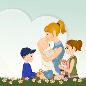 Mothers with sons Stock Illustration
