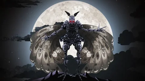 Mothman cryptid under the full moon night Stock Footage 320653353