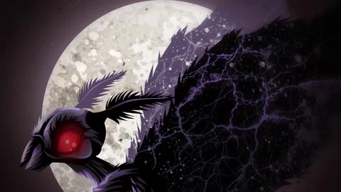 Mothman cryptid under the full moon night Stock Footage 321186180