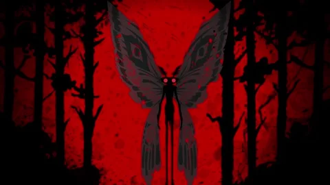 Mothman terror in red forest Stock Footage 318672867