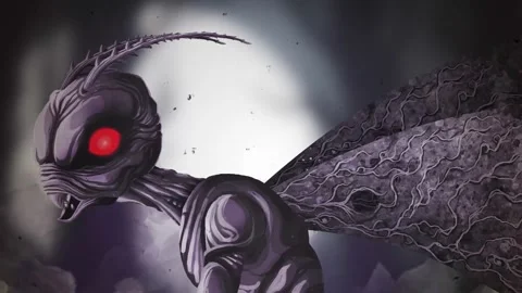 Mothman under a full moon at night Stock-Footage 342367479