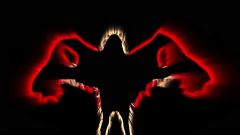 Mothman . Winged human creature spreading wings. 3d animation rendering Stock Footage 140170015