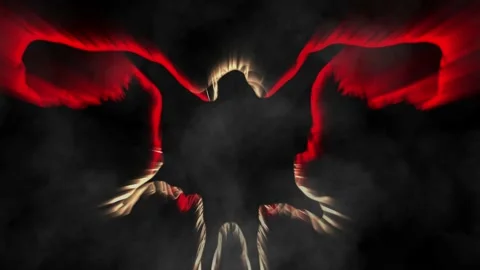 Mothman . Winged human creature spreading wings. 3d animation rendering Stock Footage 140170025