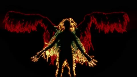 Mothman . Winged human creature spreading wings. 3d animation rendering Stock Footage 140170141