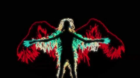 Mothman . Winged human creature spreading wings. 3d animation rendering Stock Footage 140170149