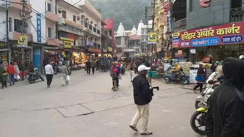 Moti Bazaar, Haridwar Stock Footage 100887681