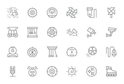 Motion 128x128 Vector Icon Pack with 24 Thin Line Pixel Aligned Elements Illustrazione stock