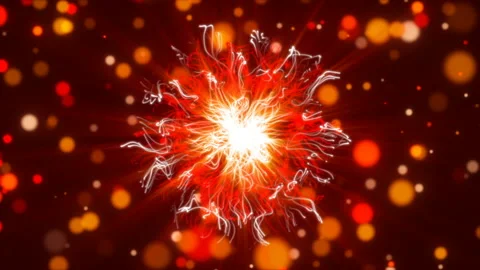 Motion abstract form and particles on red background, loop Stock Footage 132291392