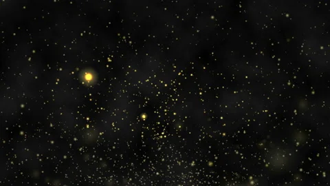 Motion abstract graphic of particles gold dust float in the air on black Stock Footage 133868255