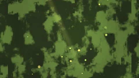 Motion of abstract green shapes with floating particles in Stock Footage 338232156