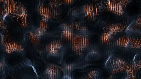 Motion abstract orange digital waves and particles; technology background. .. 스톡 동영상 317442265