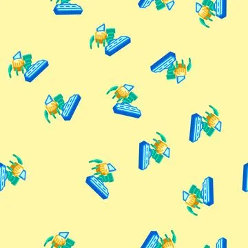 Motion activated isometric icon seamless pattern Stock Illustration