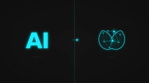 Motion AI technology creating animated digital cat icon in futuristic style. 스톡 동영상 342557861