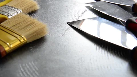 Motion along handwork instruments Stock Footage 131861690