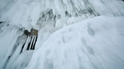Motion along an ice wall Stock Footage 40053500