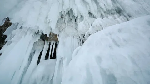 Motion along an ice wall Stock Footage 40053515