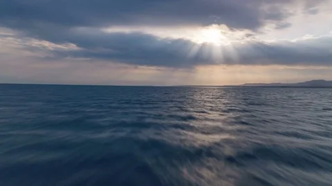 The motion along the seascape on a sunset background. Time lapse (Hyperlapse) Stock Footage 71975503