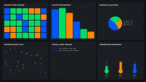 Motion Analytics of Colorful Data Visualizations with Bar Charts and Pie Gr.. Stock Footage 342760868