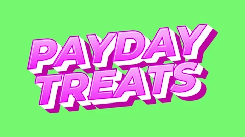 Motion animation Bold 3d pink text reading payday treats on bright green ba.. Stock Footage 331767400