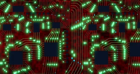 Motion animation of glowing blue on red background electric light in the shape Stock Footage 144876738