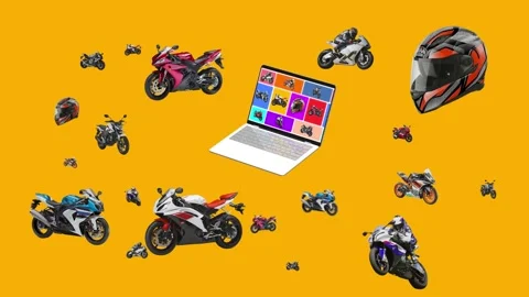 Motion animation of motorcycle products. Stock Footage 201555631