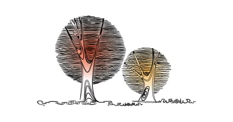 Motion animation Pair of trees with round crowns Stock Footage 148194791