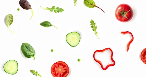 Motion animation with vegetables. vegetables animation on the white background. Stock Footage 138591017