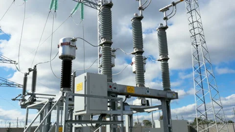Motion around powerful electrical transformer Stock Footage 91063591