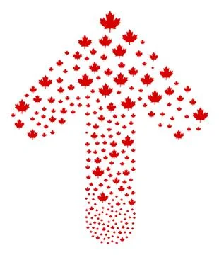 Up Motion Arrow Shape with Maple Leaf Stock Illustration