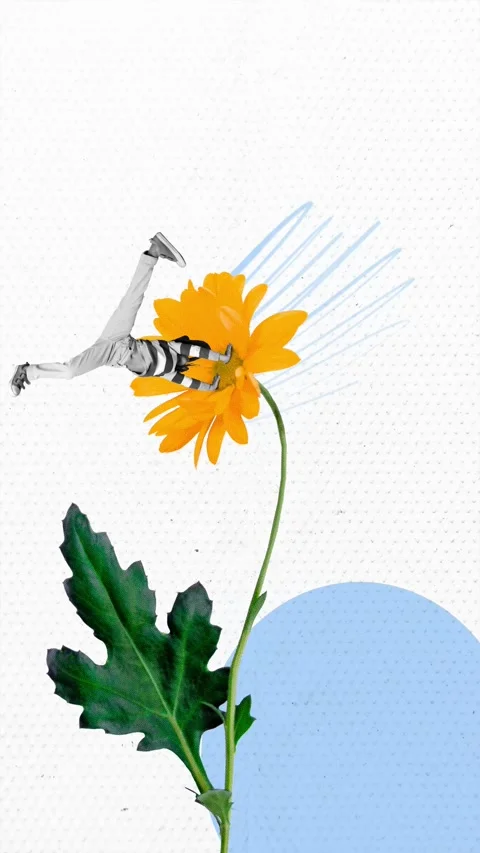 Motion art collage video of anonym girl do handstand dance flower Video stock 302992345
