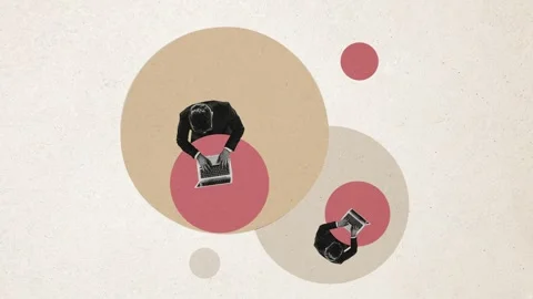 Motion art collage video of two business people mentype laptop Stock Footage 301632293