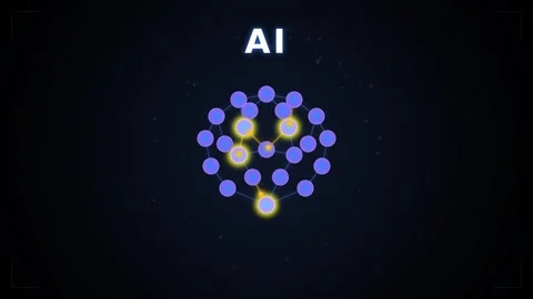 Motion of Artificial Intelligence Data Clusters in Dynamic Digital Environm.. Stockbeeldmateriaal 342629743